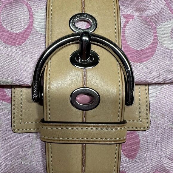 Coach Pink Signature Small Shoulder Bag M0533-10306 Y2K Style Canvas Purse - Picture 2 of 7